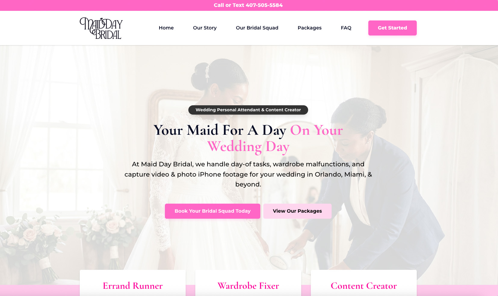 Maid Day Bridal website designed by Arising Co
